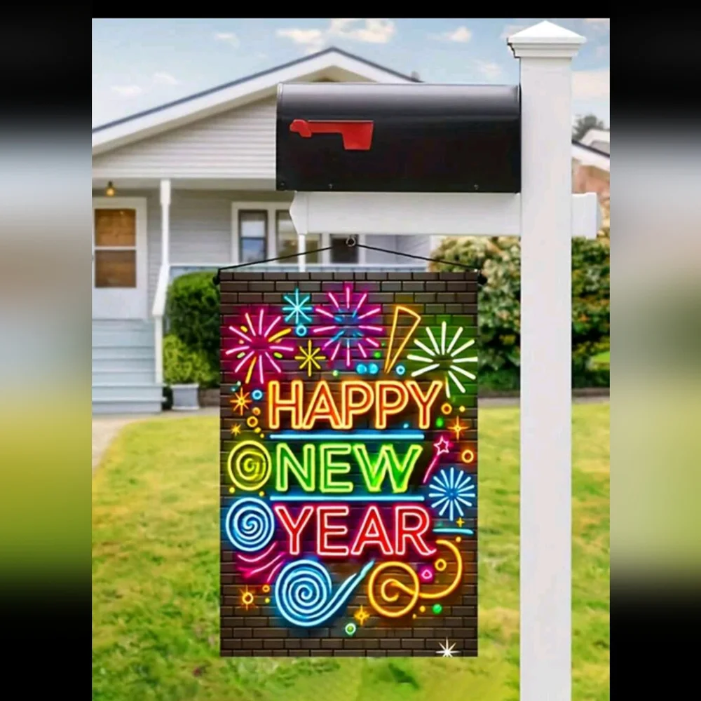 Happy New Year Garden Sized Flag